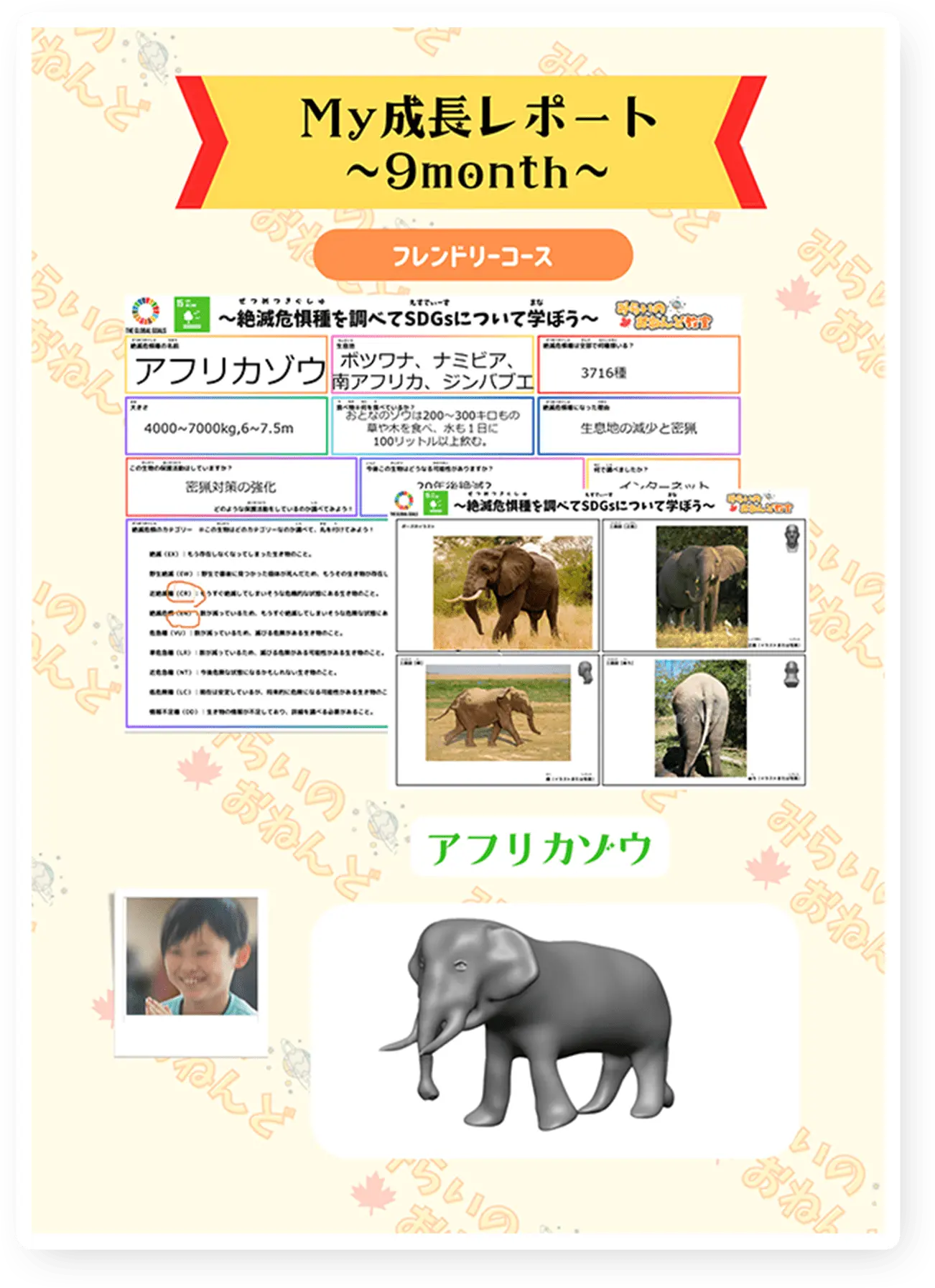 My成長レポート~9month~ アフリカゾウ