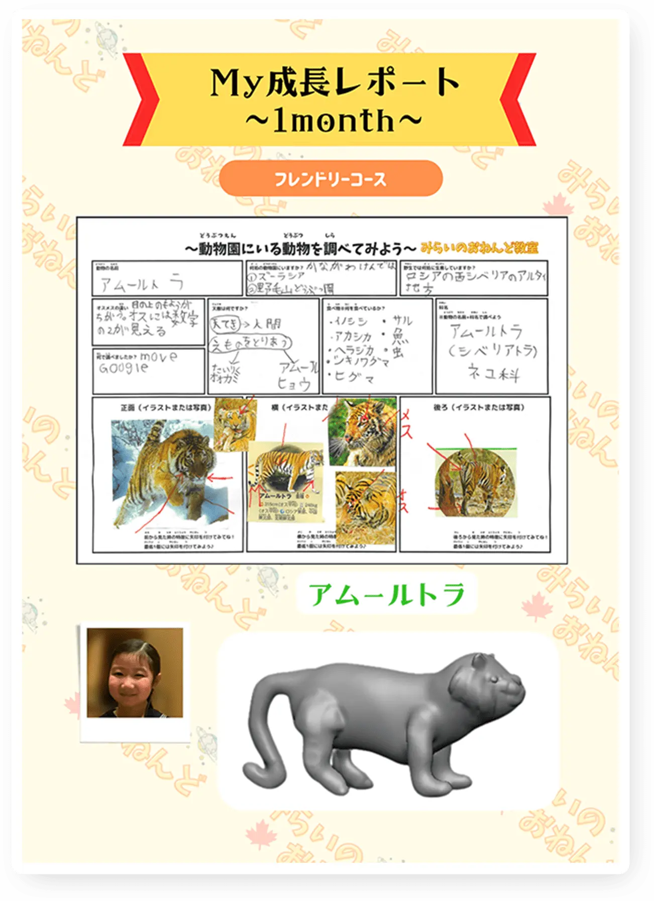 My成長レポート~1month~ アムールトラ